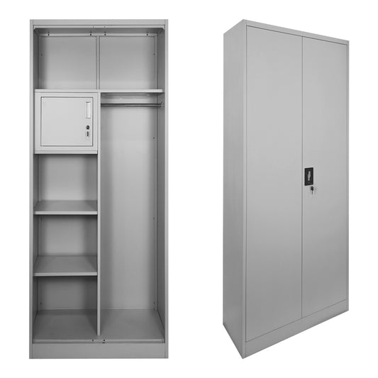 Zogi metal wardrobe with partition in light gray 70x40x180cm