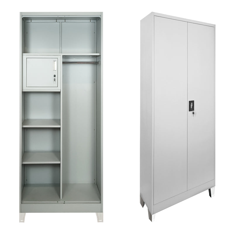 Zogi metal wardrobe with partition in light gray 70x40x190cm