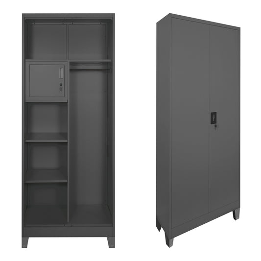 Zogi metal wardrobe with partition in anthracite 70x40x190cm