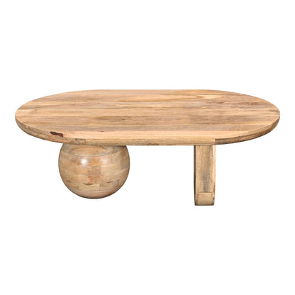 Coffee table Kane solid acacia wood in natural color 110x72x38cm