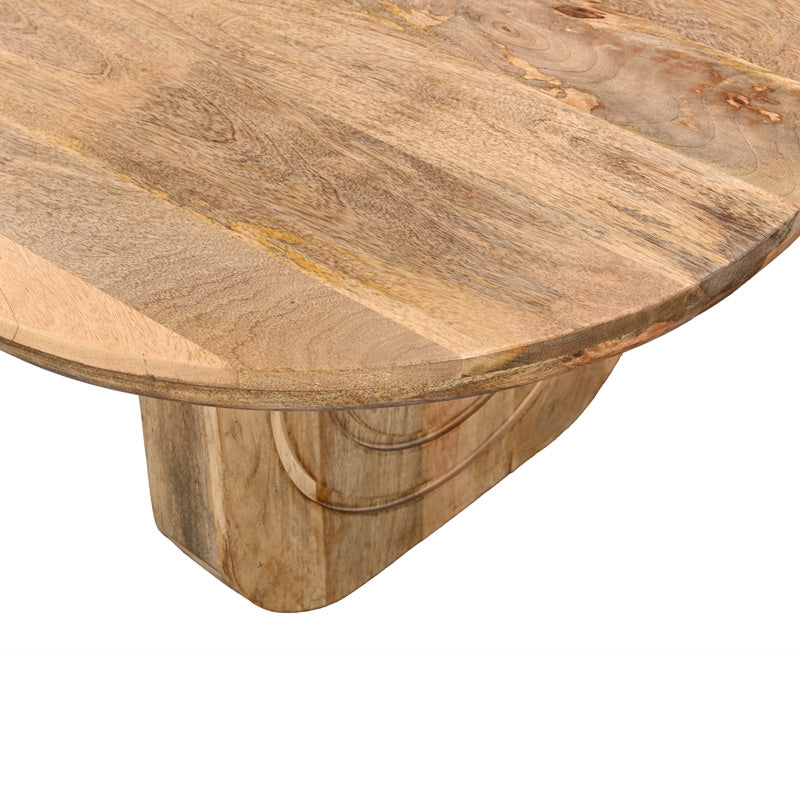 Coffee table Kane solid acacia wood in natural color 110x72x38cm