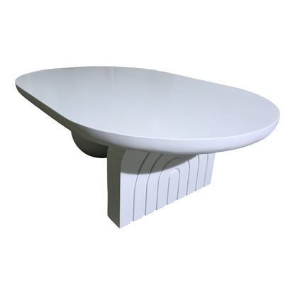 Coffee table Kane solid acacia wood in white color 110x72x38cm