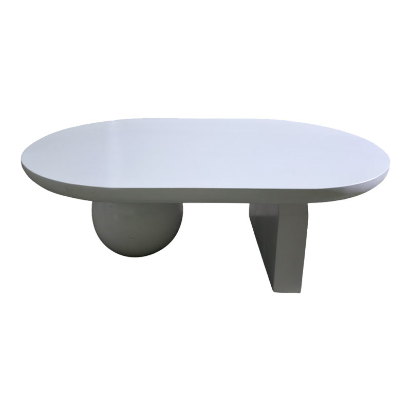 Coffee table Kane solid acacia wood in white color 110x72x38cm