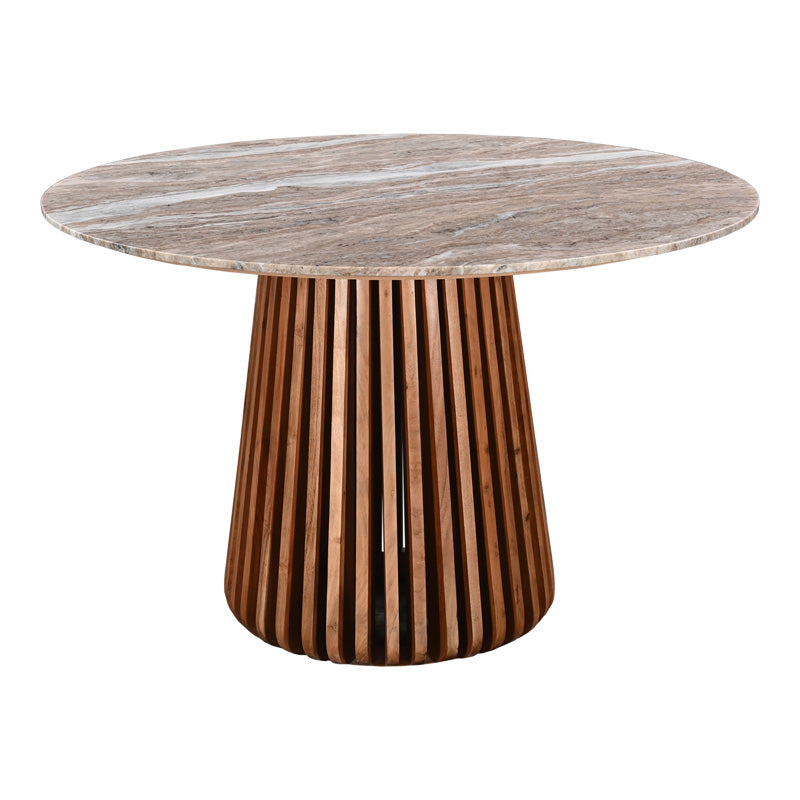 Table Mable solid acacia wood in natural color and marble top D120x76cm