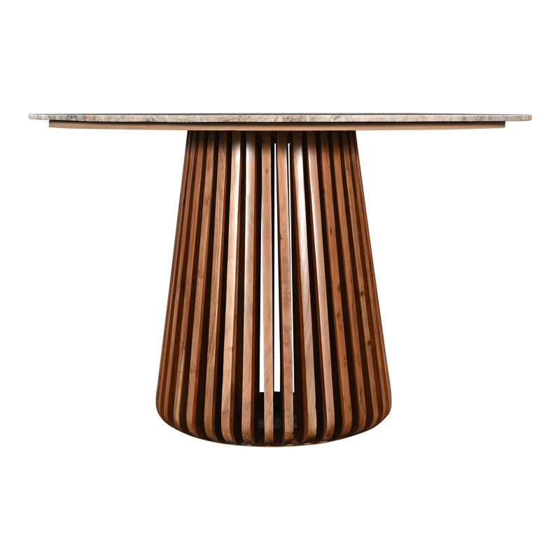 Table Mable solid acacia wood in natural color and marble top D120x76cm