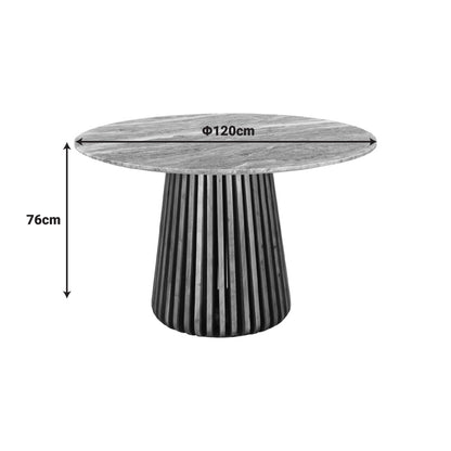 Table Mable solid acacia wood in natural color and marble top D120x76cm