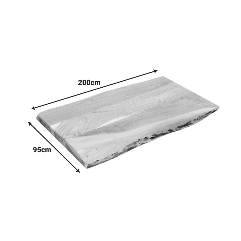 Table top Pozier solid acacia wood in natural shade 200x95x4cm