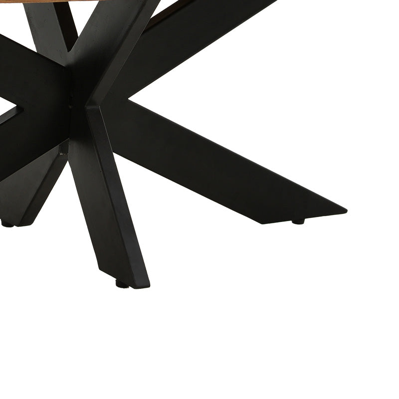 Royalty table solid mango wood 4cm in natural shade-black metal leg D130x77cm