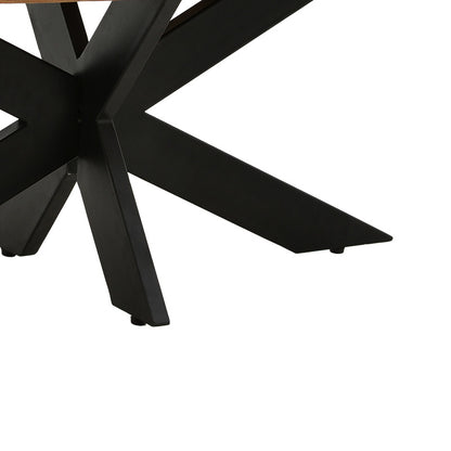 Royalty table solid mango wood 4cm in natural shade-black metal leg D130x77cm