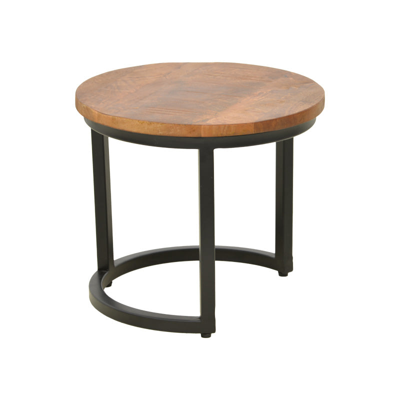 Frina coffee table set of 3 mango wood in walnut color with black metal leg