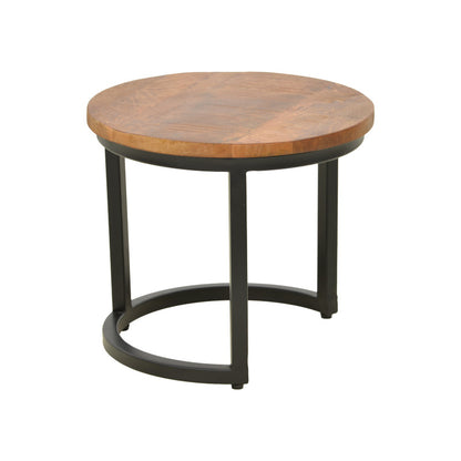 Frina coffee table set of 3 mango wood in walnut color with black metal leg