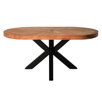 Coffee table Fardy solid acacia wood in natural color with black metal legs 120x60x45cm
