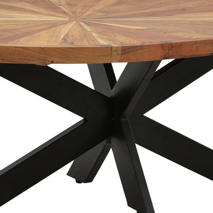 Coffee table Fardy solid acacia wood in natural color with black metal legs 120x60x45cm