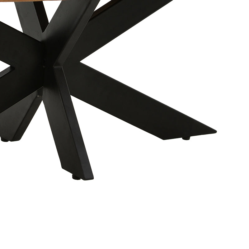 Coffee table Fardy solid acacia wood in natural color with black metal legs 120x60x45cm