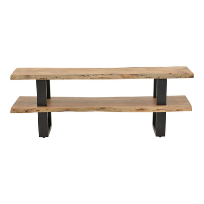 Fuji TV cabinet, solid acacia wood in a natural shade with black metal legs 140x40x52cm