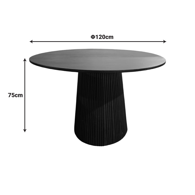 Tully table solid acacia wood in black shade D120x75cm