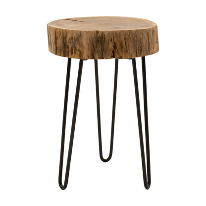 Tripp side table, solid acacia wood in a natural shade with black metal legs 32x30x47cm