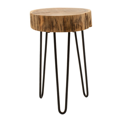 Tripp side table, solid acacia wood in a natural shade with black metal legs 32x30x47cm
