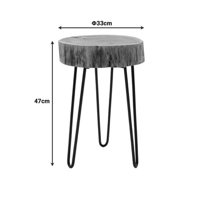 Tripp side table, solid acacia wood in a natural shade with black metal legs 32x30x47cm