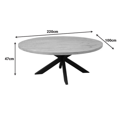 Vestia table, solid mango wood in a natural shade with black metal legs 220x100x76cm