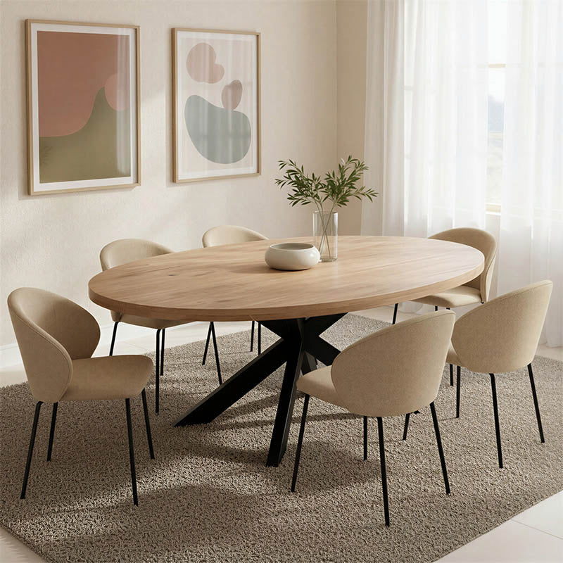 Vestia table, solid mango wood in a natural shade with black metal legs 220x100x76cm