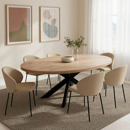 Vestia table, solid mango wood in a natural shade with black metal legs 220x100x76cm