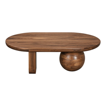 Coffee table Kane solid acacia wood in walnut color 110x72x38cm
