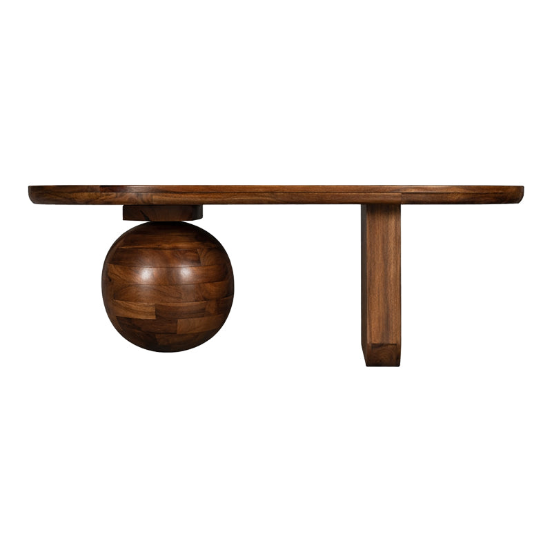 Coffee table Kane solid acacia wood in walnut color 110x72x38cm