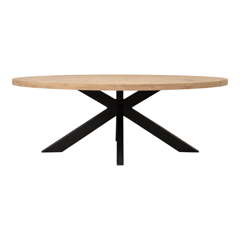 Dining table Jenma solid mango wood in natural color-black metal leg 200x100x76cm