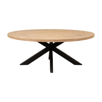 Dining table Jenma solid mango wood in natural color-black metal leg 180x90x76cm
