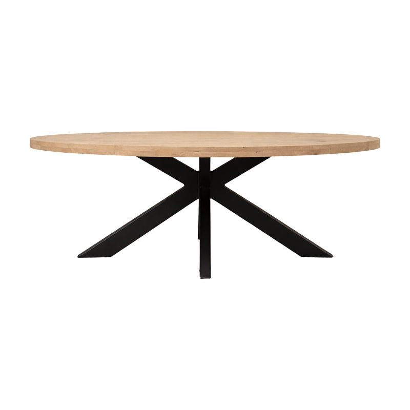 Dining table Jenma solid mango wood in natural color-black metal leg 180x90x76cm