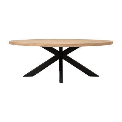 Dining table Jenma solid mango wood in natural color-black metal leg 180x90x76cm