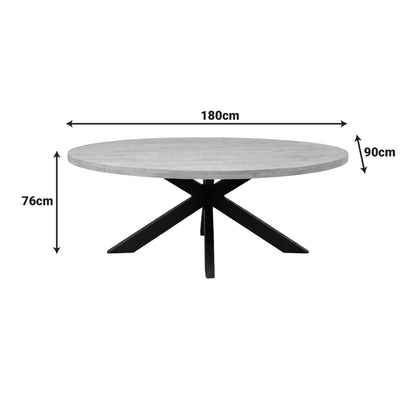 Dining table Jenma solid mango wood in natural color-black metal leg 180x90x76cm