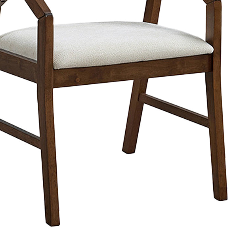 Armchair Livia rubberwood in walnut-ecru shade 47.5x54.5x78cm