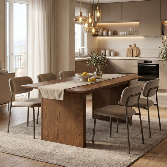 Eleganza mdf table in walnut shade 180x99x75.8cm