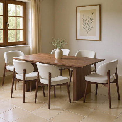 Dining table set Eleganza-Siena set of 7 pieces mdf in walnut shade 180x99x75.8cm