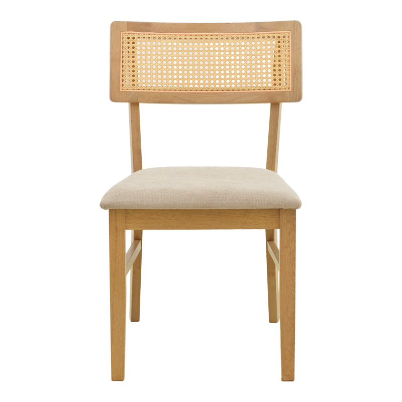 Raffles chair rubberwood with pe rattan and grey beige fabric 47x48x83.5cm