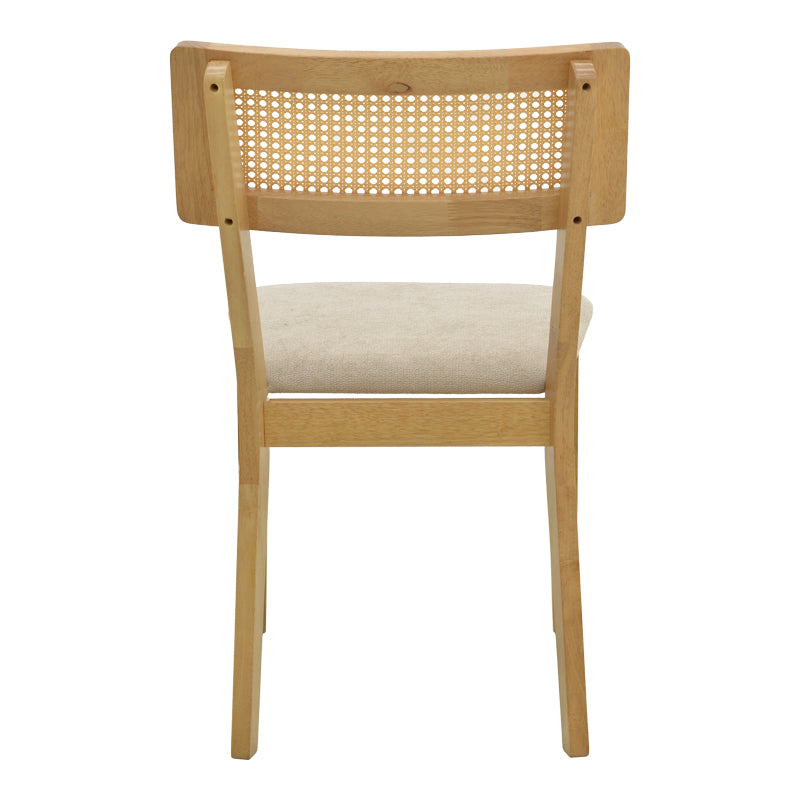 Raffles chair rubberwood with pe rattan and grey beige fabric 47x48x83.5cm