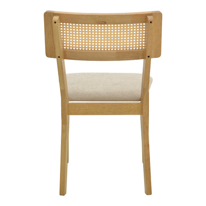 Raffles chair rubberwood with pe rattan and grey beige fabric 47x48x83.5cm