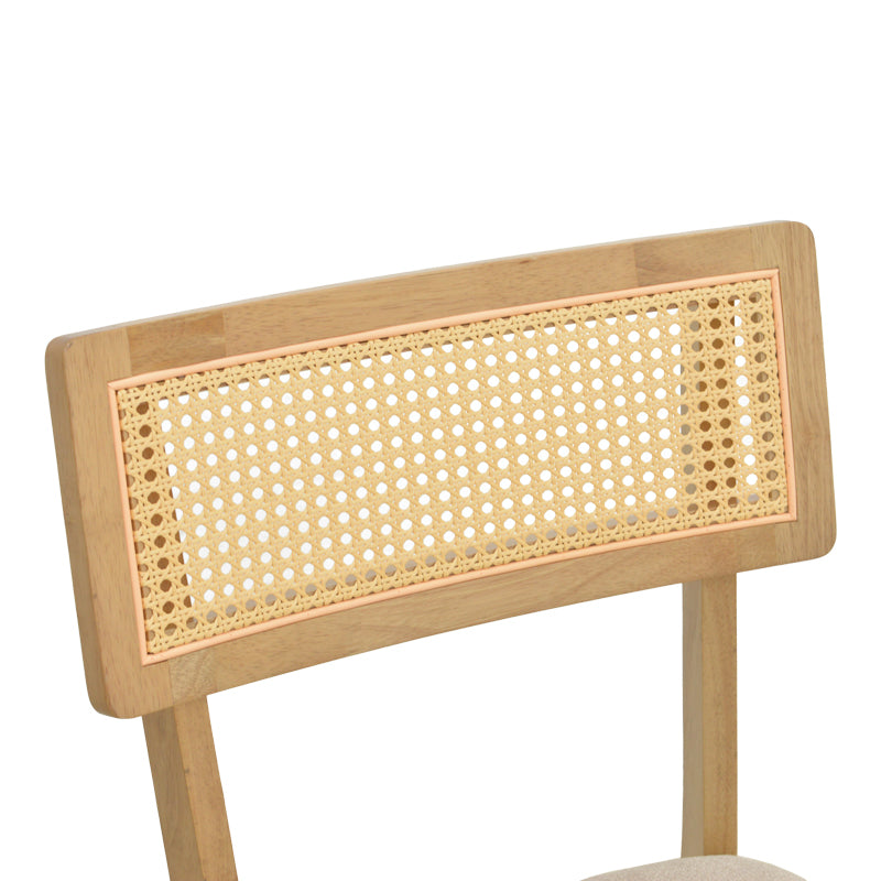 Raffles chair rubberwood with pe rattan and grey beige fabric 47x48x83.5cm