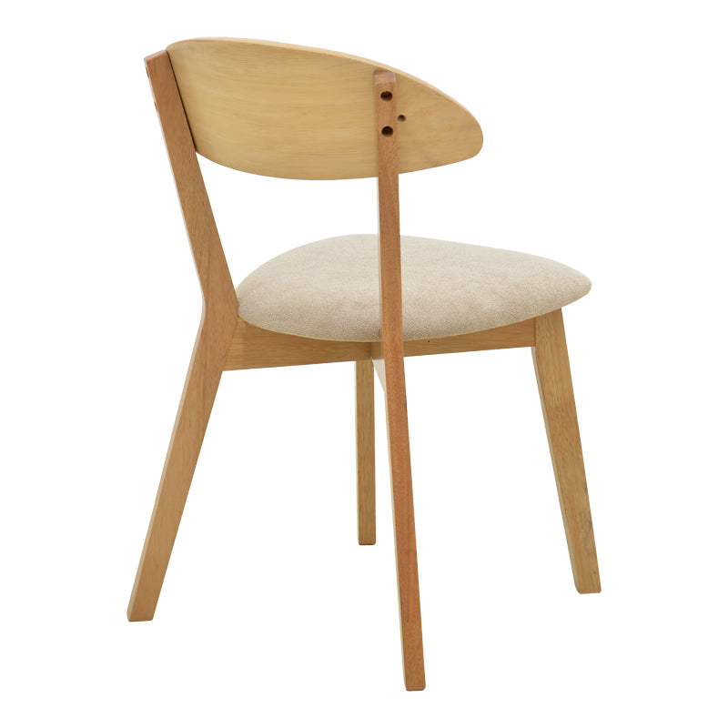 Canon chair rubberwood in natural color with grey beige fabric 43x52x83.5cm