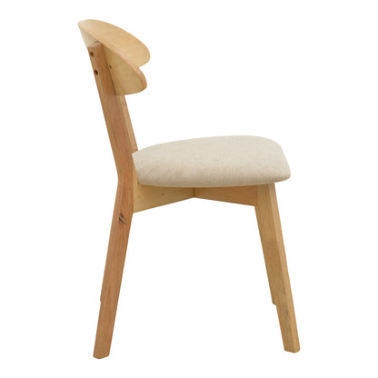Canon chair rubberwood in natural color with grey beige fabric 43x52x83.5cm