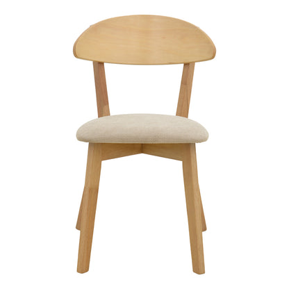 Canon chair rubberwood in natural color with grey beige fabric 43x52x83.5cm