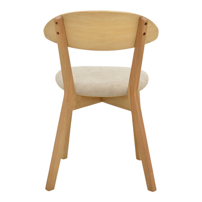 Canon chair rubberwood in natural color with grey beige fabric 43x52x83.5cm