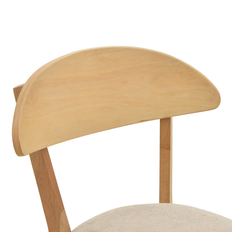 Canon chair rubberwood in natural color with grey beige fabric 43x52x83.5cm