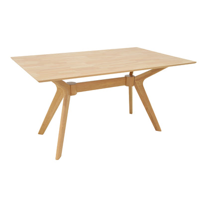 Raffles dining set 7pcs rubberwood with pe rattan in natural color 150x90x76cm