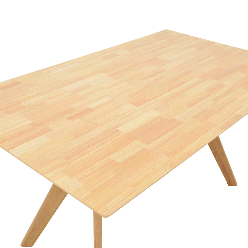 Raffles dining set 7pcs rubberwood with pe rattan in natural color 150x90x76cm