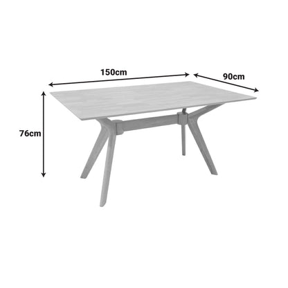 Raffles dining set 5pcs rubberwood with pe rattan in natural color 150x90x76cm