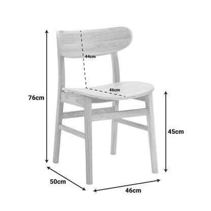 Lumnia chair rubberwood in natural shade 46x50x76cm