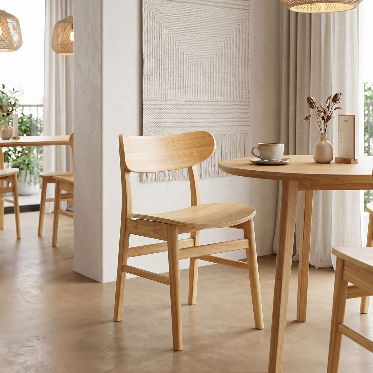 Lumnia chair rubberwood in natural shade 46x50x76cm